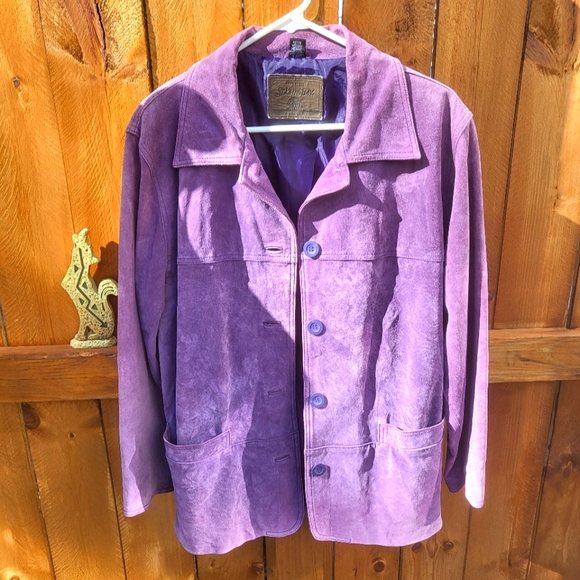 Purple Suede Women's Chore Barn Coat Style Jacket - Picture 1 of 10